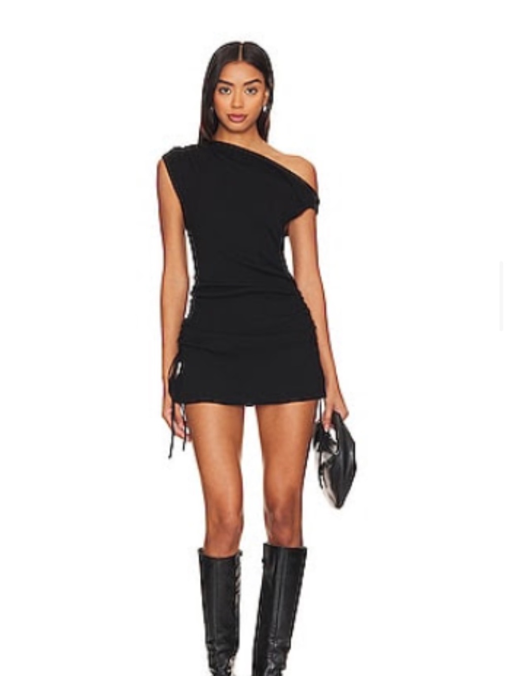 Lioness One-Shoulder Black Mini Dress